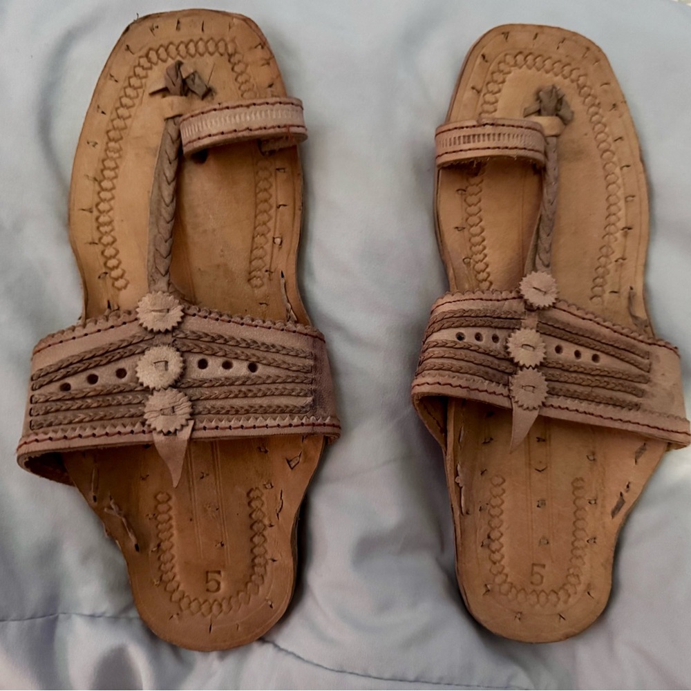 Handcrafted Tan Leather Sandals NWOT